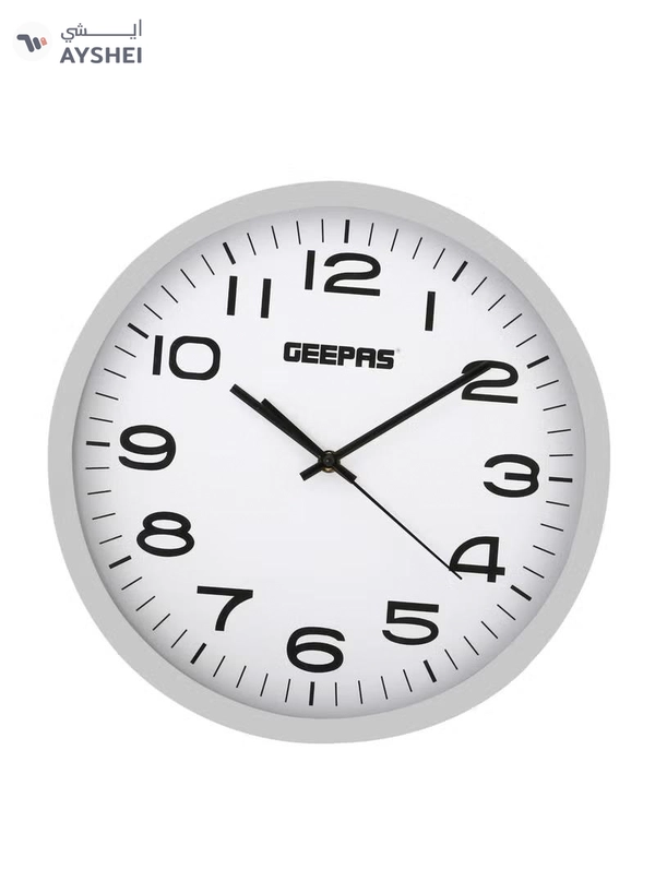 GEEPAS Wall Clock Round Decorative color Frame Clock for Living Room, Bedroom, Kitchen | Large Dial, Light weight| Electro Plating Effect| GWC26016