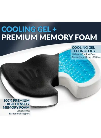 Gel Enhanced Seat Cushion with Non-Slip Bottom, Built-in Handle and Machine-Washable Cover, Orthopedic Cushion for Tailbone Pain Relief, Ideal for Office Chair, Car Seat, Home and Traveling-3
