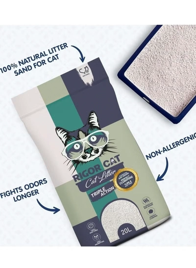 Rigor Cat Cat Natural White Bentonite Clumping Litter - Natural/Unscented - 20L-2