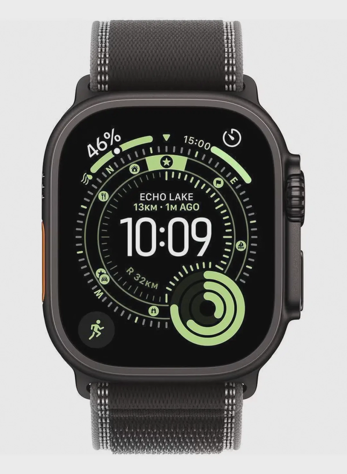 Apple Watch Ultra 3 GPS + Cellular 49mm (TDRA Version) Black Titanium Case With Black/Charcoal Trail Loop - S/M-1-1