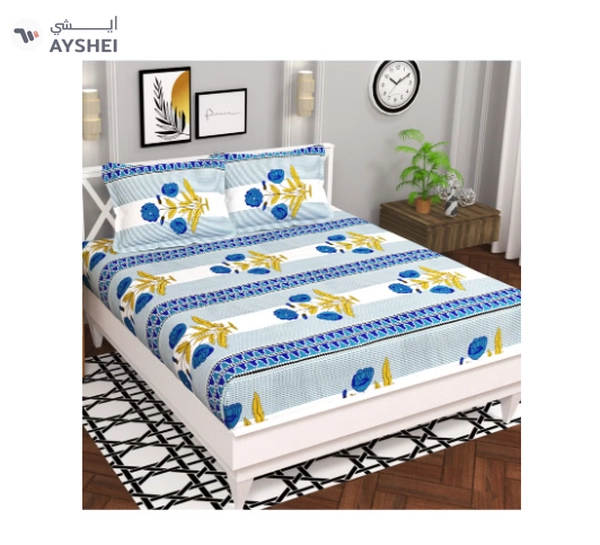 BSB HOME® Glace Cotton 180 TC Big Flower Printed Single Bedsheets with 1 King Size Pillow