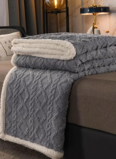 DubaiGallery Winter Double Layer Thick Blanket Soft Warm Sherpa Wool Blankets Geometric Plaid Taff Cashmere Lamb Throw Blanket Girls Gift-2