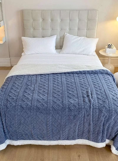 DubaiGallery Winter Double Layer Thick Blanket Soft Warm Sherpa Wool Blankets Geometric Plaid Taff Cashmere Lamb Throw Blanket Girls Gift-0