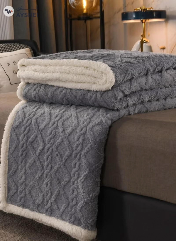 DubaiGallery Winter Double Layer Thick Blanket Soft Warm Sherpa Wool Blankets Geometric Plaid Taff Cashmere Lamb Throw Blanket Girls Gift