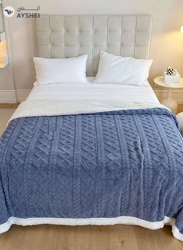DubaiGallery Winter Double Layer Thick Blanket Soft Warm Sherpa Wool Blankets Geometric Plaid Taff Cashmere Lamb Throw Blanket Girls Gift