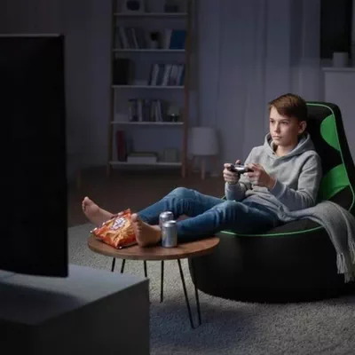 Premium Filled Gaming Bean Bag Chair – High-Back Quilted Seat, Side Pockets, Headphone Hanger & Water-Repellent Fabric – Ergonomic Support for Gaming, Lounge & Movie Nights-4