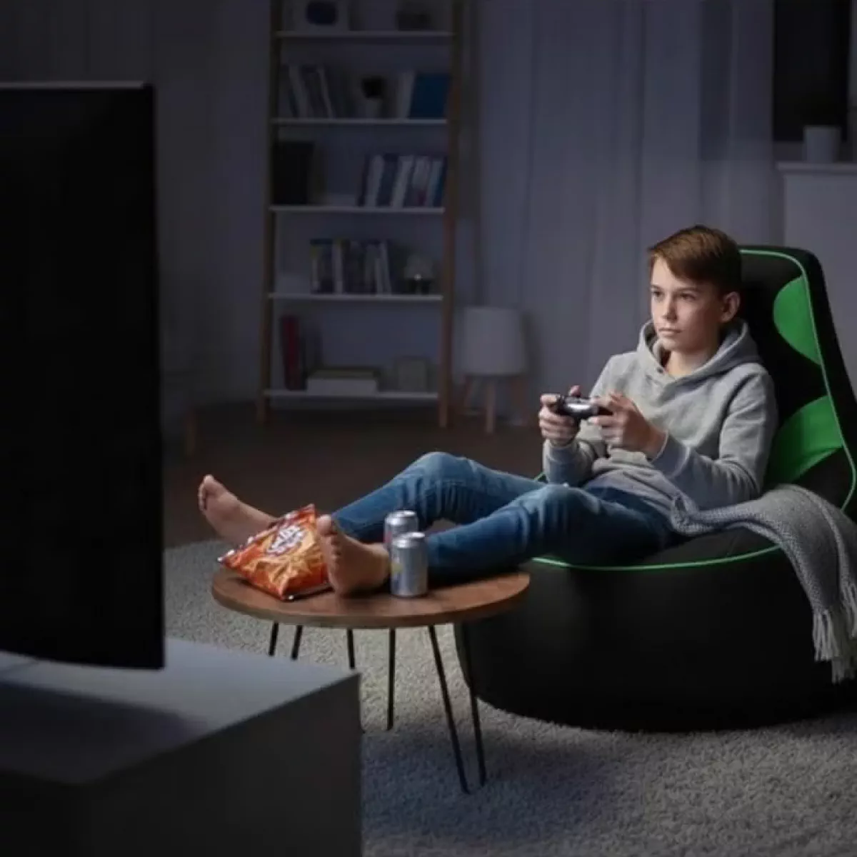 Premium Filled Gaming Bean Bag Chair – High-Back Quilted Seat, Side Pockets, Headphone Hanger & Water-Repellent Fabric – Ergonomic Support for Gaming, Lounge & Movie Nights-4-4