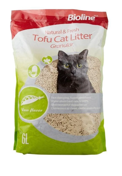 Bioline Natural and Fresh Tofu Cat Litter Granular Raw Flavour Flushable 6 Litre-0