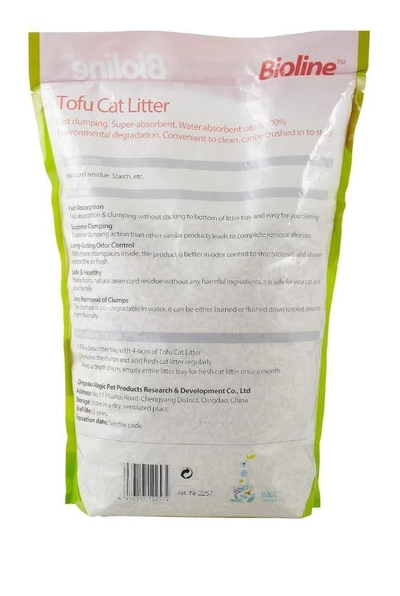 Bioline Natural and Fresh Tofu Cat Litter Granular Raw Flavour Flushable 6 Litre-1