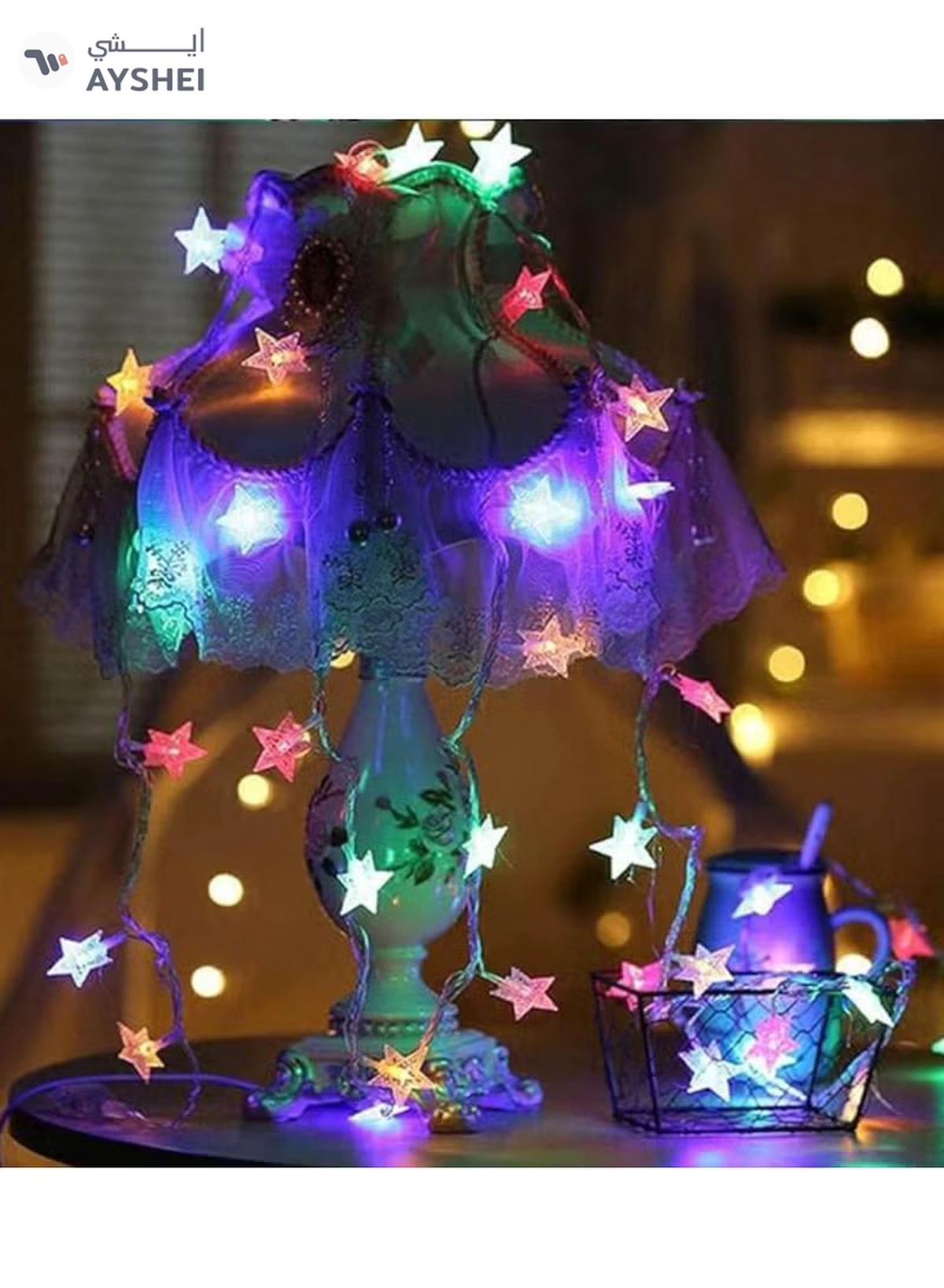 Yuwell Crystal Star String Light Ramadan Light RGB 50 Meter 3 Pin Cord 22V Led Light For Ramadan Decoration 8 Different Modes Decoration Light For Home Indoor And Outdoor Decoration-2-2