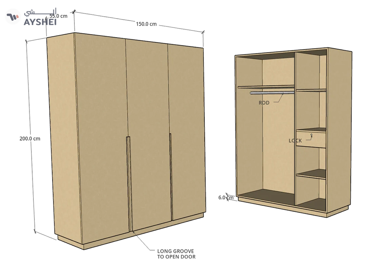 CF 3 Door Wardrobe, Custom Made-1-1