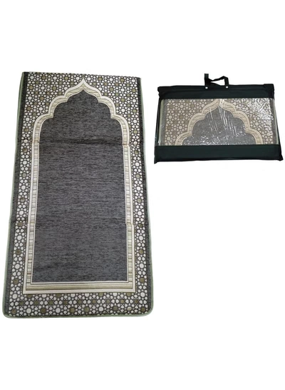 Yuwell Foldable Prayer Mat with Back Support & Carrying Bag, 2-in-1 Prayer Rug Sajadah, Anti-Slip Islamic Salah Mat 110×60CM for Men & Women, Portable Ramadan & Eid Gift Grey-0