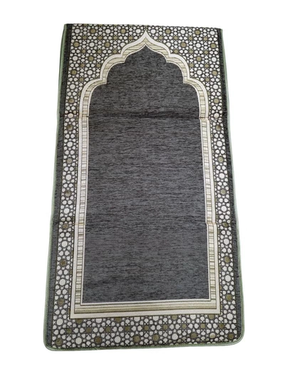 Yuwell Foldable Prayer Mat with Back Support & Carrying Bag, 2-in-1 Prayer Rug Sajadah, Anti-Slip Islamic Salah Mat 110×60CM for Men & Women, Portable Ramadan & Eid Gift Grey-3