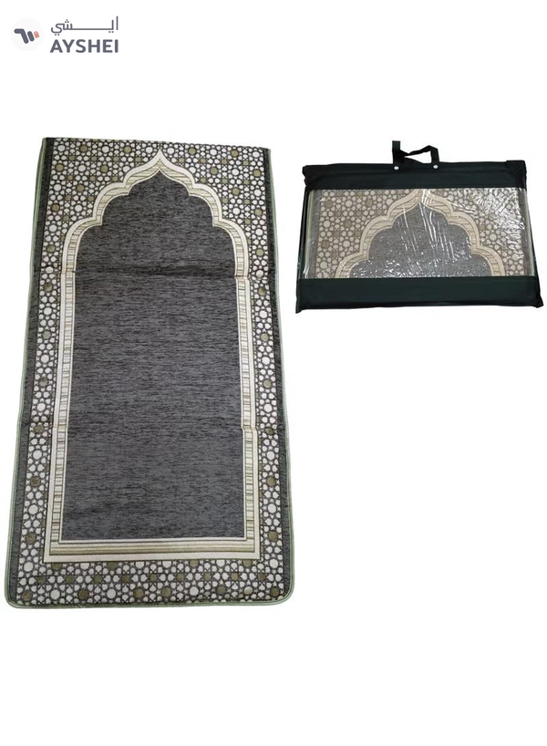 Yuwell Foldable Prayer Mat with Back Support & Carrying Bag, 2-in-1 Prayer Rug Sajadah, Anti-Slip Islamic Salah Mat 110×60CM for Men & Women, Portable Ramadan & Eid Gift Grey