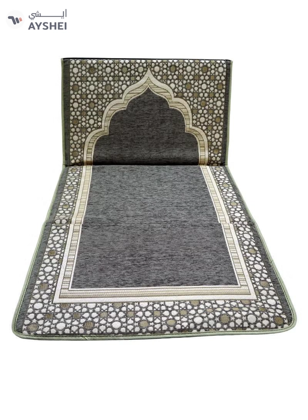 Yuwell Foldable Prayer Mat with Back Support & Carrying Bag, 2-in-1 Prayer Rug Sajadah, Anti-Slip Islamic Salah Mat 110×60CM for Men & Women, Portable Ramadan & Eid Gift Grey
