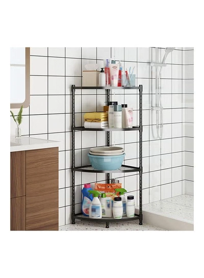 Generic 4-Tiers Corner Rack Organizer Shelf Black-1
