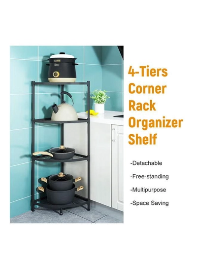 Generic 4-Tiers Corner Rack Organizer Shelf Black-2