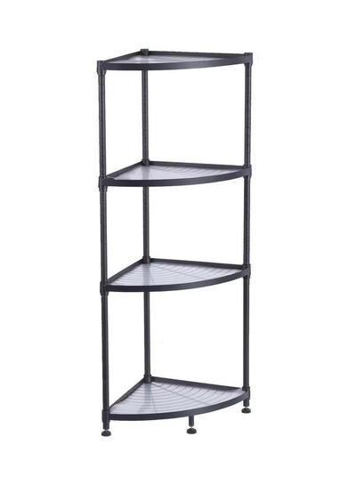 Generic 4-Tiers Corner Rack Organizer Shelf Black-0