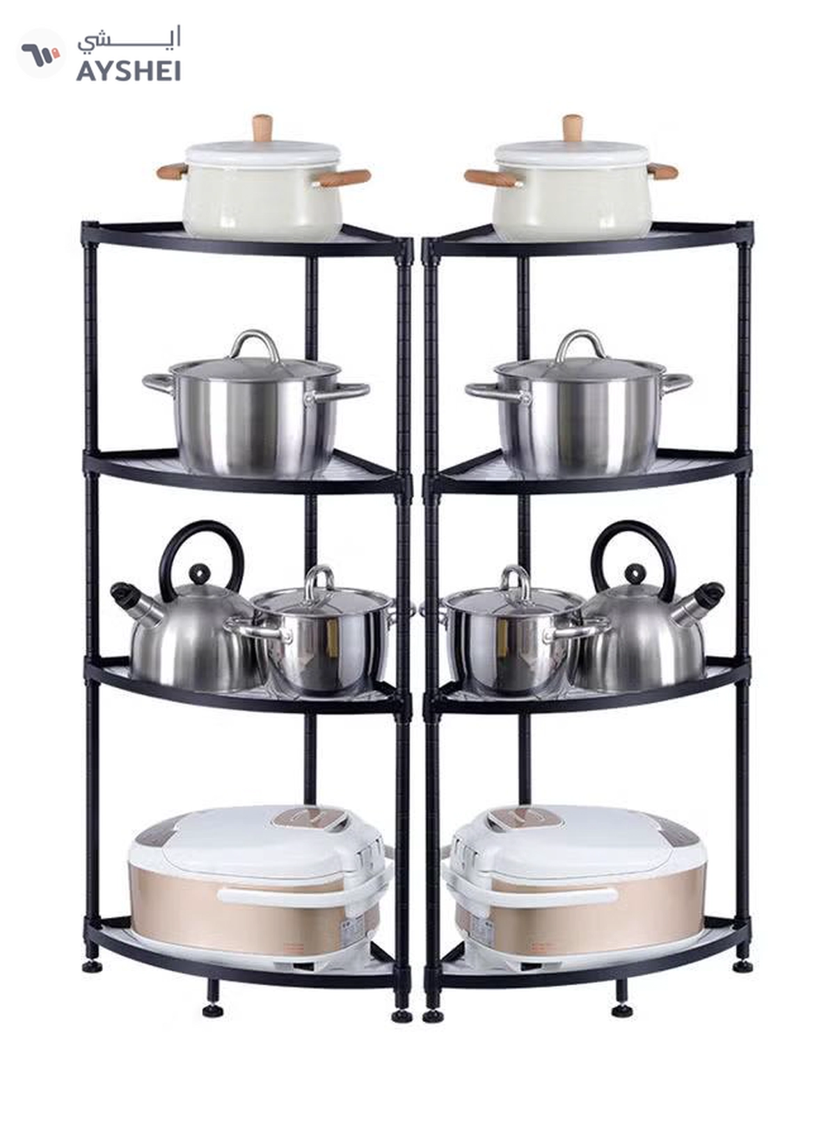 Generic 4-Tiers Corner Rack Organizer Shelf Black-3-3