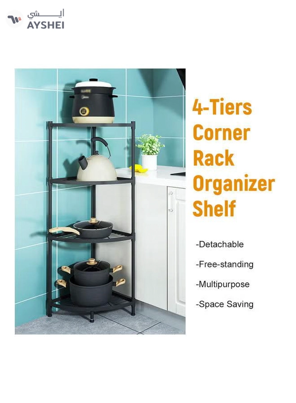 Generic 4-Tiers Corner Rack Organizer Shelf Black