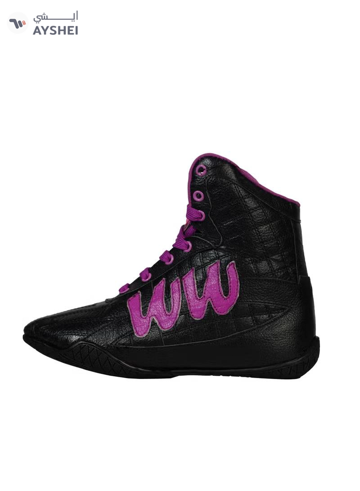 Wow Women Ultimate Athletic Shoes - Genuine Leather, Shoes for Bodybuilding and Weightlifting, Black and Purple, 39 EU