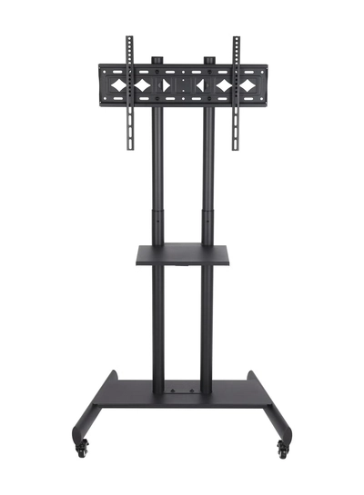 Olsenmark Movable TV Stand- OMLB1299/ Compatible with 32" to 75" LED and LCD TVs, Supports VESA sizes from 100x100 mm up to 600x400 mm/ Set-Top Box Shelf/ Black-0