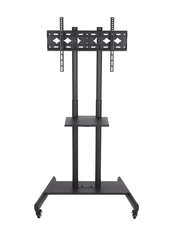 Olsenmark Movable TV Stand- OMLB1299/ Compatible with 32" to 75" LED and LCD TVs, Supports VESA sizes from 100x100 mm up to 600x400 mm/ Set-Top Box Shelf/ Black