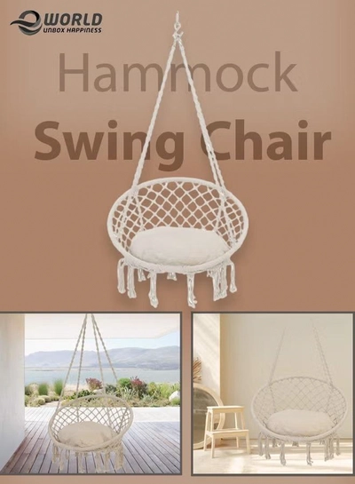 Eworld Hanging Hammock Swing Chair for Indoor and Outdoor Patio with Adjustable Height-3