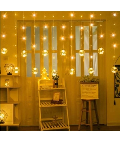 Yuwell Pack Of 12 Pcs Curtain Wish Ball String Lights For Home Decor-0