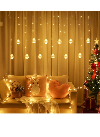 Yuwell Pack Of 12 Pcs Curtain Wish Ball String Lights For Home Decor-1