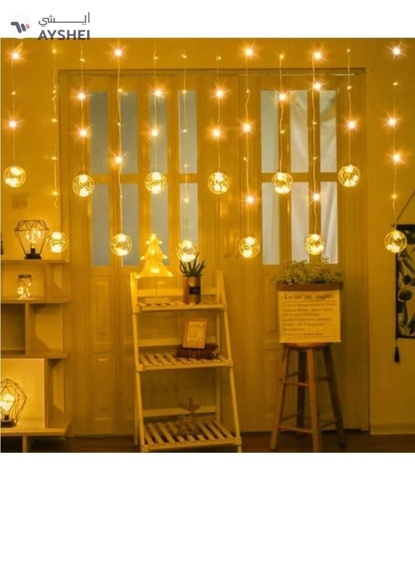Yuwell Pack Of 12 Pcs Curtain Wish Ball String Lights For Home Decor