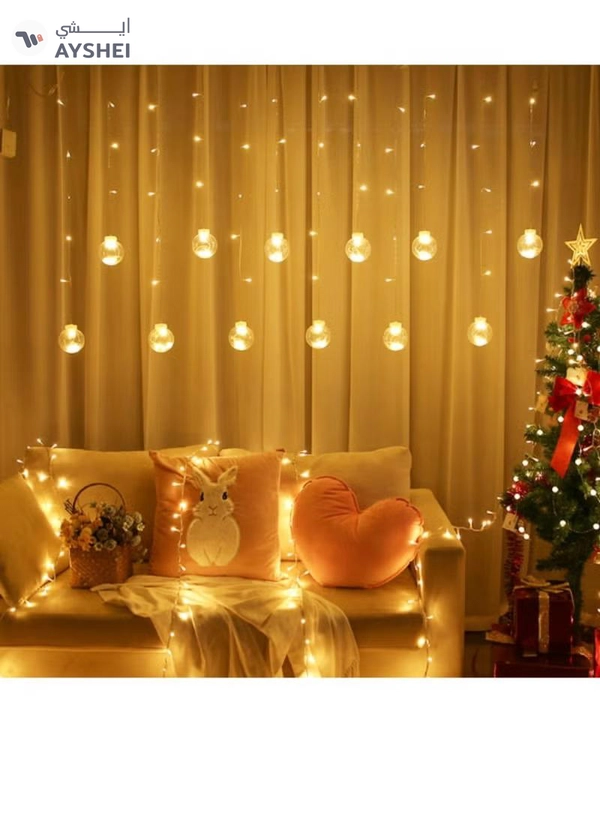 Yuwell Pack Of 12 Pcs Curtain Wish Ball String Lights For Home Decor