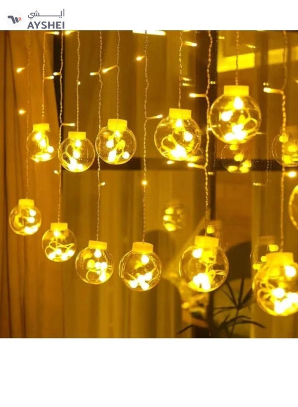 Yuwell Pack Of 12 Pcs Curtain Wish Ball String Lights For Home Decor