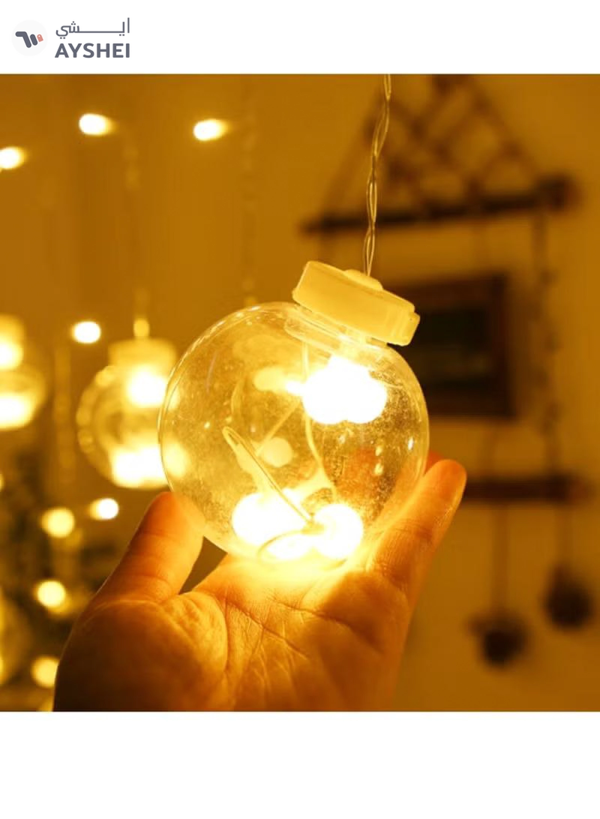 Yuwell Pack Of 12 Pcs Curtain Wish Ball String Lights For Home Decor-2-2