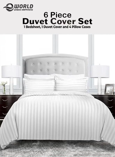 Eworld 6 Piece Premium Duvet All Season Comforter set Quilt Bedding, Microfibre Super Soft Insert-0