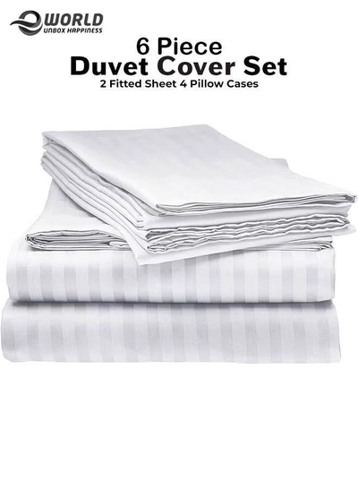 Eworld 6 Piece Premium Duvet All Season Comforter set Quilt Bedding, Microfibre Super Soft Insert-2