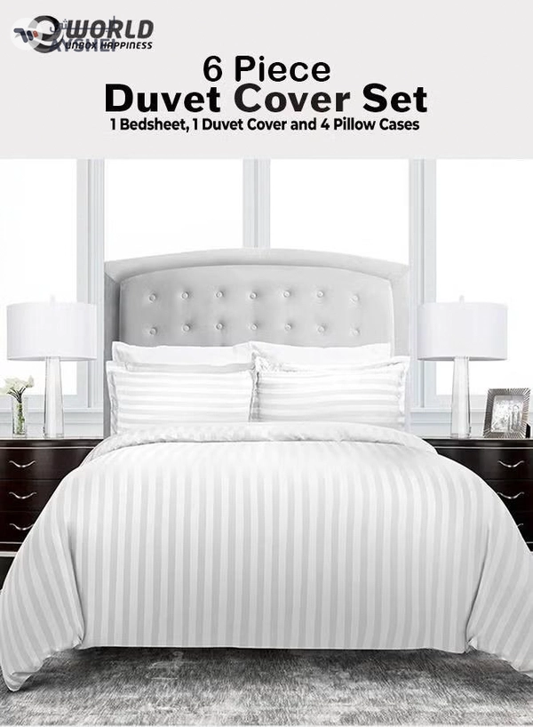 Eworld 6 Piece Premium Duvet All Season Comforter set Quilt Bedding, Microfibre Super Soft Insert