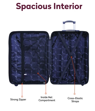 PARAJOHN Hard Case Luggage Trolley for Unisex ABS Lightweight Travel Bag 4 Double Wheeled Suitcase-2