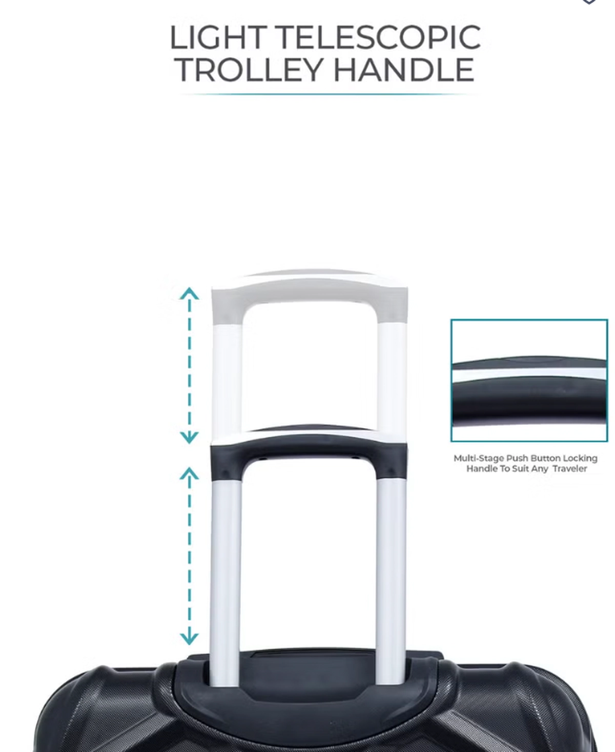 PARAJOHN Hard Case Luggage Trolley for Unisex ABS Lightweight Travel Bag 4 Double Wheeled Suitcase-1-1