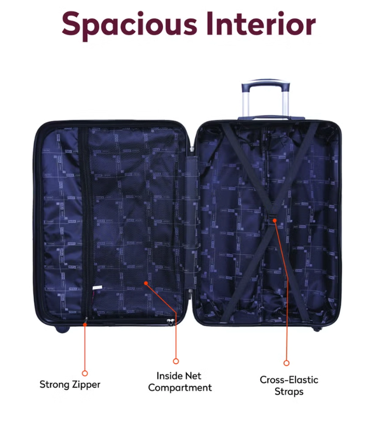PARAJOHN Hard Case Luggage Trolley for Unisex ABS Lightweight Travel Bag 4 Double Wheeled Suitcase-2-2