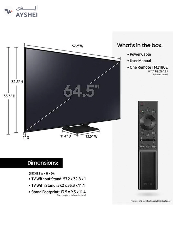 Samsung 65 Inches Q70A QLED 4K Smart TV (2021) 65Q70AA Titan Grey 65Q70AA Titan Grey
