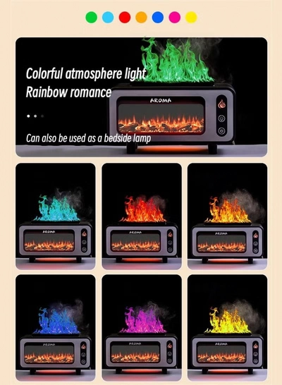 Yuwell 200ML 3D Simulated Fireplace Diffuser 7 Colors LED Aroma Diffuser Ultrasonic Aroma Essential Oil Fire Flame Air Humidifier For Home Office Use Multicolor-5
