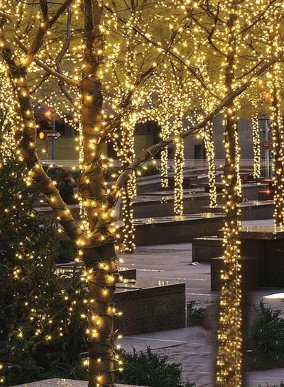 Yuwell 14 Meter 200 LED String Lights Decoration Lights Warm White Light 8 Modes Led Light Black Wire For Home Decorations Ramadan Lights Indoor & Outdoor Decoration Ramadan Decoration Light Diwali Lights Curtain Lights With 3-Pin UK Plug-3