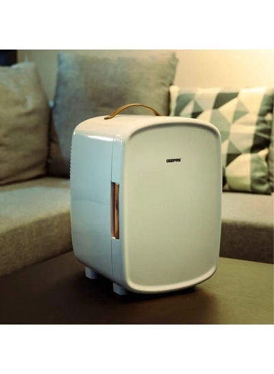 GEEPAS Mini Refrigerator Ideal for Home and Car With Semiconductor Direct Cooling AC/DC Working| Easy to Carry Perfect for Camping, and Picnic 2 Year Warranty 10 L 10 L GRF63052 White,Gold-3