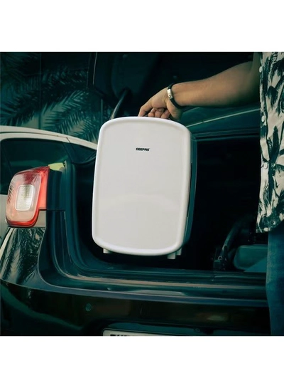 GEEPAS Mini Refrigerator Ideal for Home and Car With Semiconductor Direct Cooling AC/DC Working| Easy to Carry Perfect for Camping, and Picnic 2 Year Warranty 10 L 10 L GRF63052 White,Gold-1