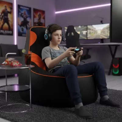 Premium Filled Gaming Bean Bag Chair – High-Back Quilted Seat, Side Pockets, Headphone Hanger & Water-Repellent Fabric – Ergonomic Support for Gaming, Lounge & Movie Nights-3