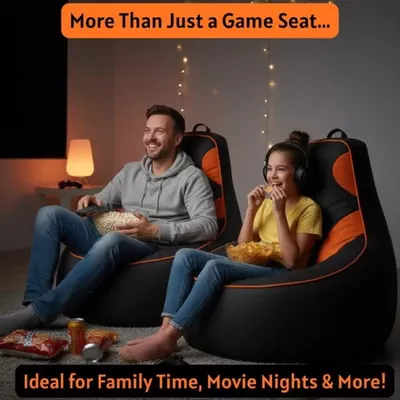 Premium Filled Gaming Bean Bag Chair – High-Back Quilted Seat, Side Pockets, Headphone Hanger & Water-Repellent Fabric – Ergonomic Support for Gaming, Lounge & Movie Nights-4