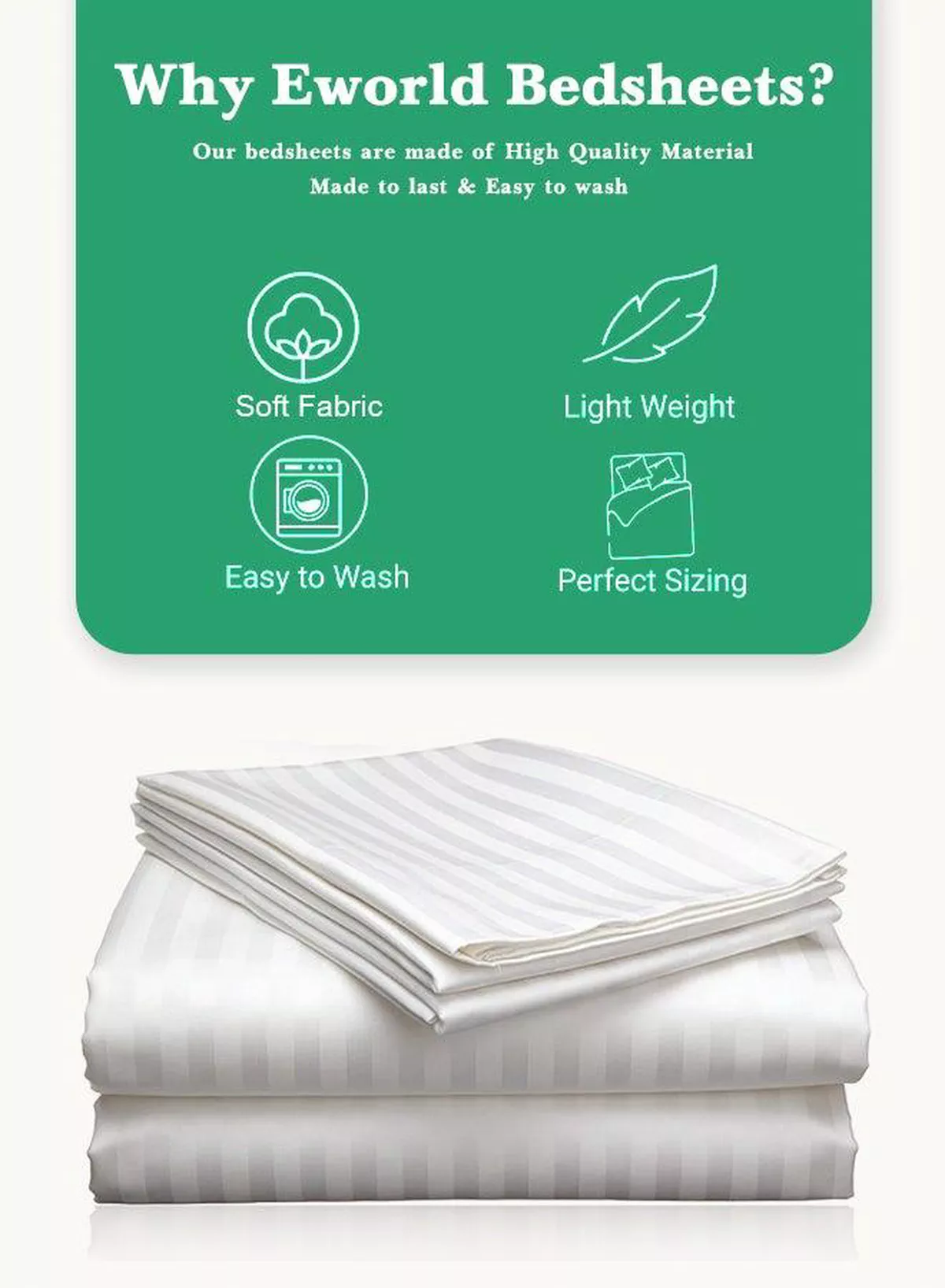 3 Piece Super King White Striped Bed Sheet Set – Ultra-Soft Microfiber Striped Sheet & 2 Pillowcases, Breathable Luxury Bedding for Home & Hotel Use-2-2