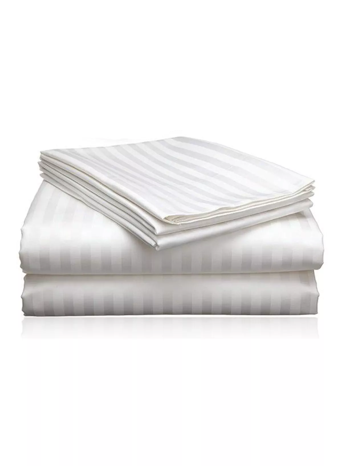 3 Piece Super King White Striped Bed Sheet Set – Ultra-Soft Microfiber Striped Sheet & 2 Pillowcases, Breathable Luxury Bedding for Home & Hotel Use-5-5