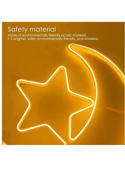 Yuwell Ramadan LED String Light Yellow Moon And Star For Indoors Home Decor Outdoors Decorations Ramadan Celebration Light 25CM With UK Plug 3-Pin Plug-2